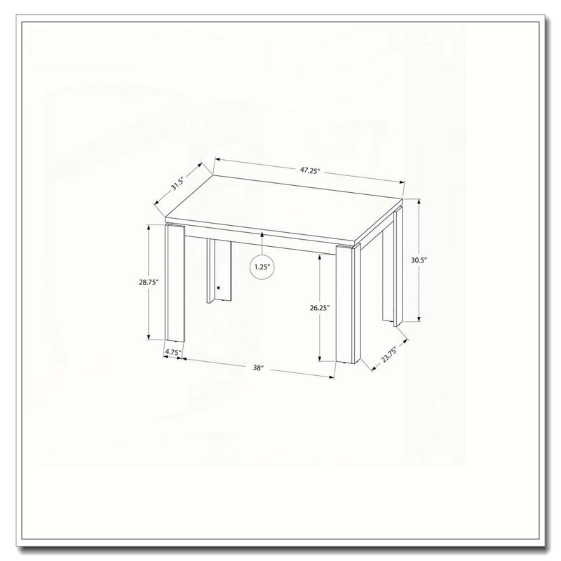 Dining Table, 48" Rectangular, Small, Kitchen, Dining Room, Grey Laminate, Contemporary, Modern