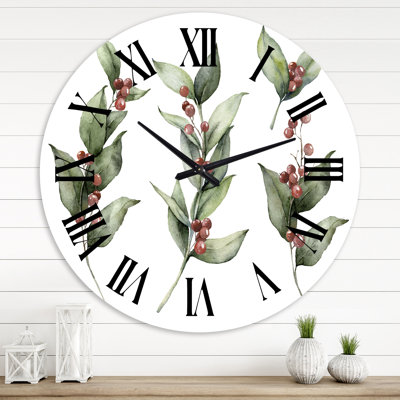 Horloge murale traditionnelle de Noël avec branches et Berrie rouge