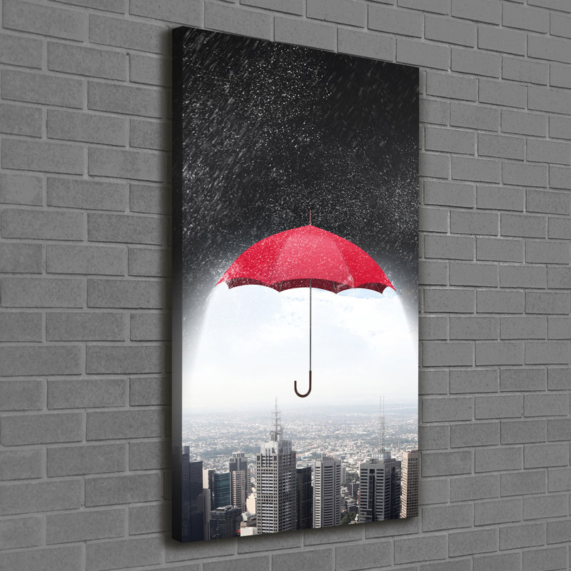 Umbrella over the City 1 Piece Wrapped Canvas Wall Art