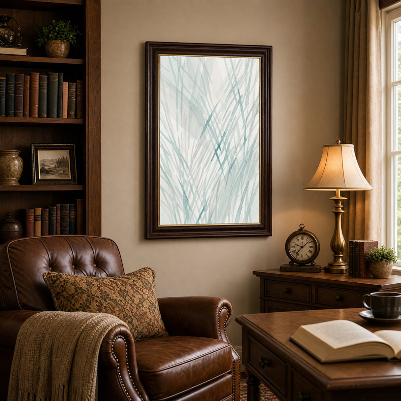 Tableau sur toile à l'aquarelle abstraite turquoise, H 24 po x l 16 po