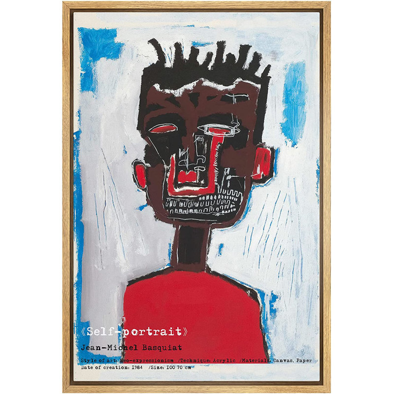 «Basquiat Pop Culture Master Artist Fine Art», peinture sur toile à cadre flottant, H 36 po x l 24 po, Brun