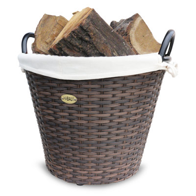 Holzkorb aus Eisen und Kunststoff