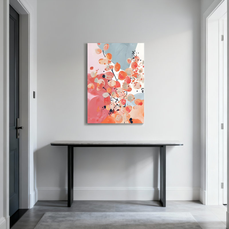 Ensemble de 1 tableau abstrait floral sur toile tendue, H 18 po x l 12 po
