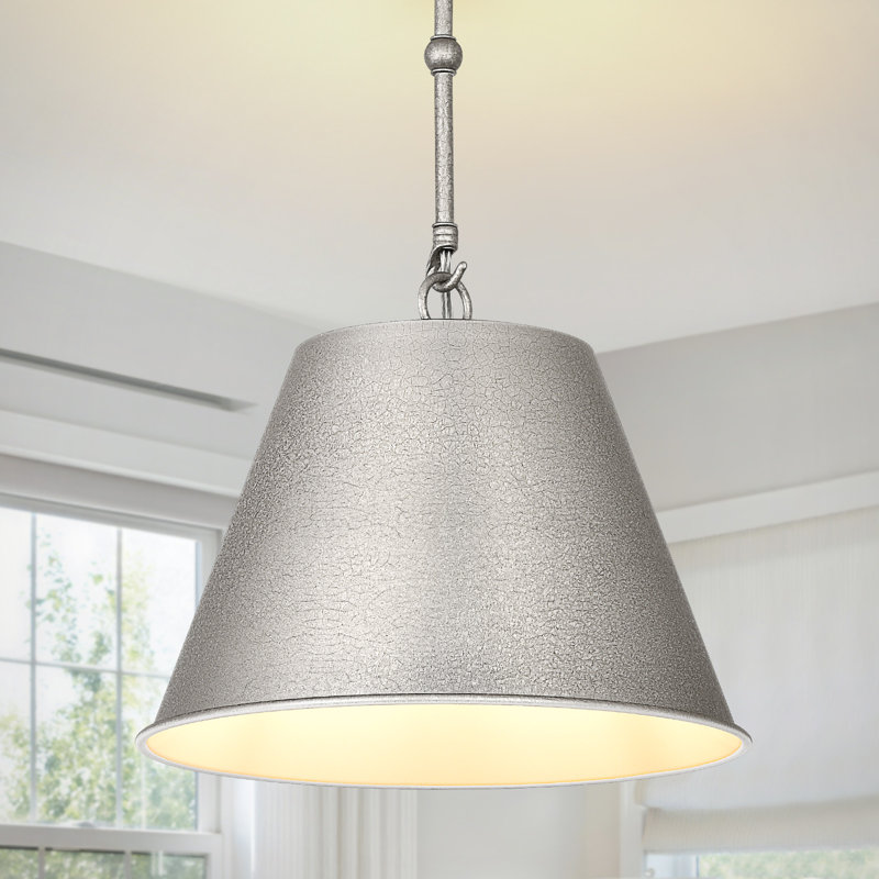 Luminaire suspendu industriel à texture craquelée avec chaîne ajustable et plafonnier simple, Sliver, Sliver