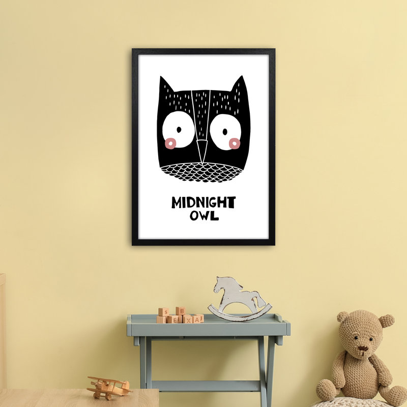 Owl by Miniofmine - Print, Brown Framed, 63cm H x 46cm W x 3cm D