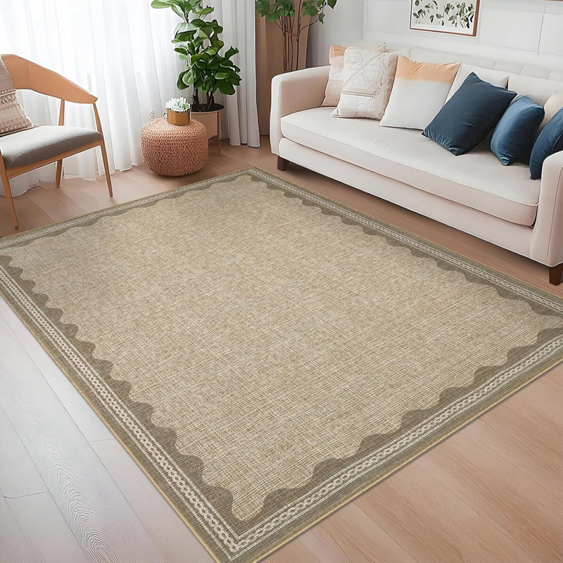 Washable 2x6 Runner Rug Gray Long Non-Slip Carpet Foldable Bordered Low Pile Stain-Resistant Indoor Accent Mat