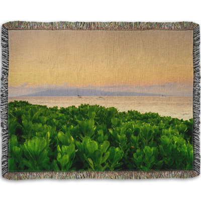 Woven Throw Blanket, Beach Plants Kāʻanapali by Kelly Wade