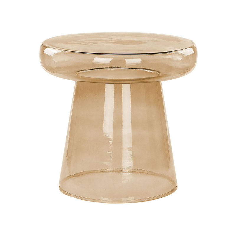 Moneer Glass Top Pedestal Side Table Set, Golden Brown