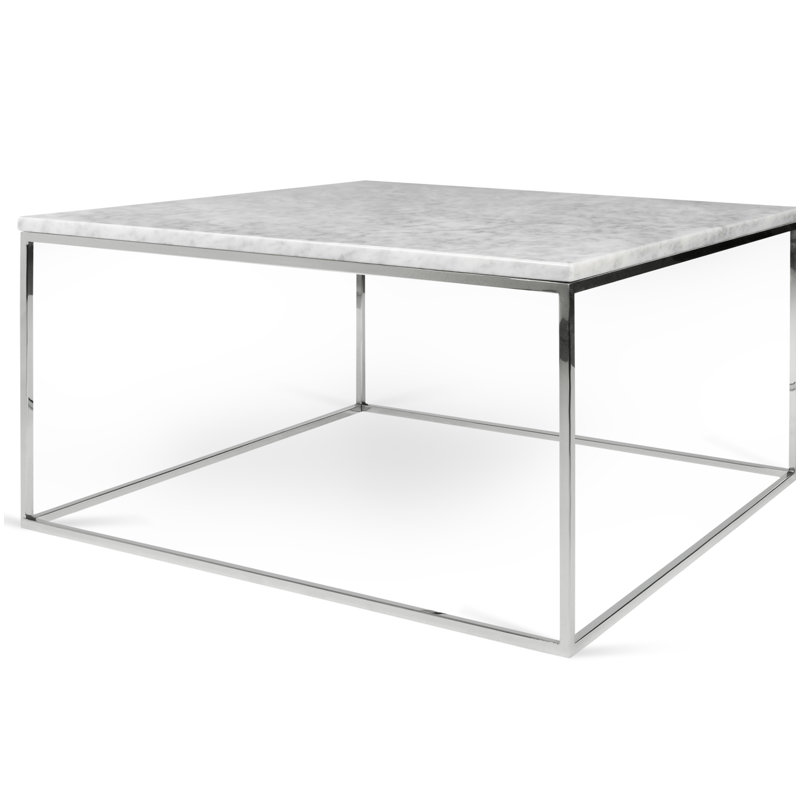 Tonya Frame End Table, Chrome, White