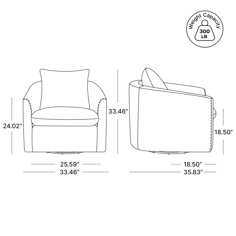 Fauteuil demi-tonneau pivotant 33,5 po Ahn Menta, Lin Performance Effie