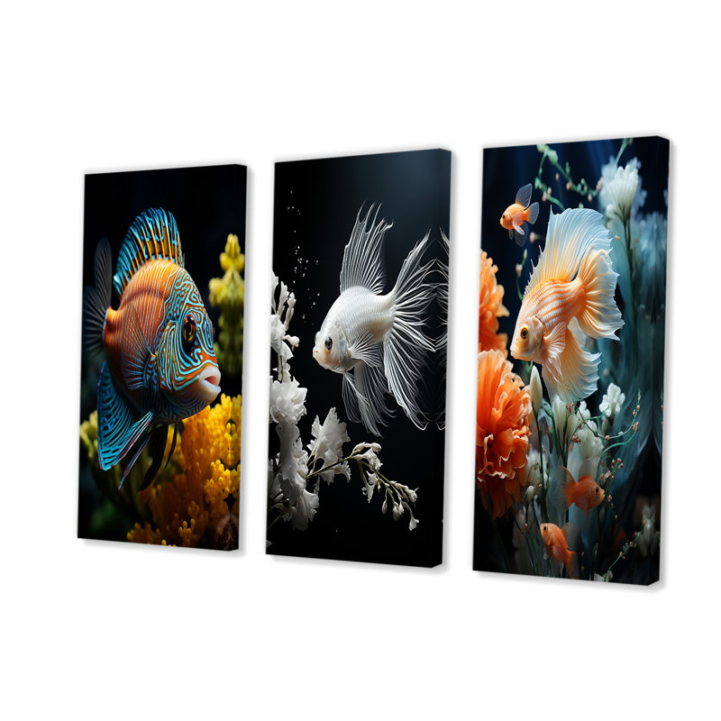 Corals Butterflyfish Aquamarine Adventure, H 28 po x l 36 po, Toile tendue