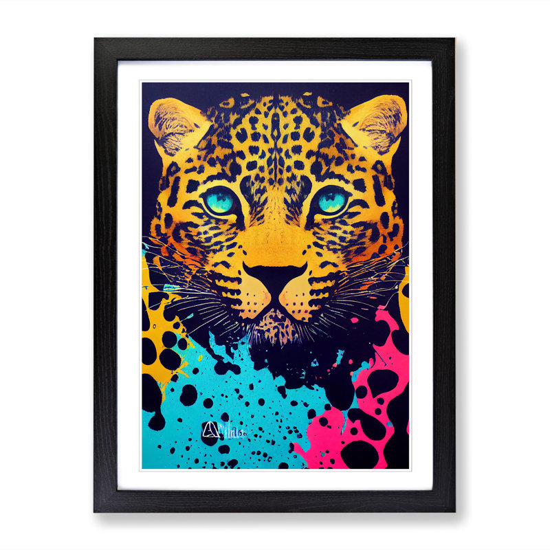 Leopard Paint Splatter Vol.1 - Picture Frame Print, Black, 46cm H x 34cm W x 2cm D