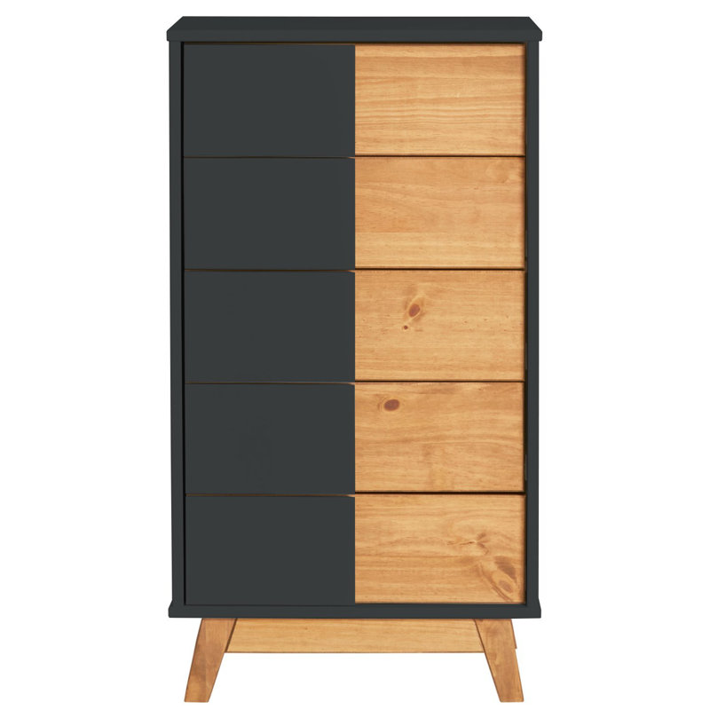 Sven 35 cm W Chest of 5 Drawers, Black