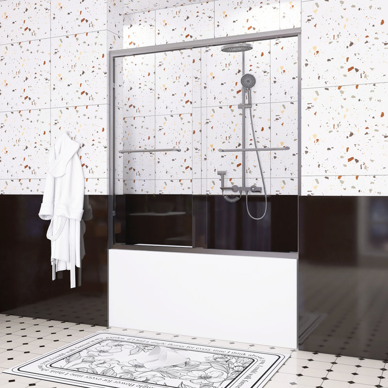 Double porte de douche coulissante en aluminium, Métal industriel cendré