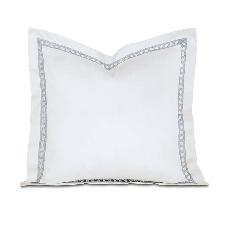 Celine Cotton Pillow Sham, Euro, White/Silver