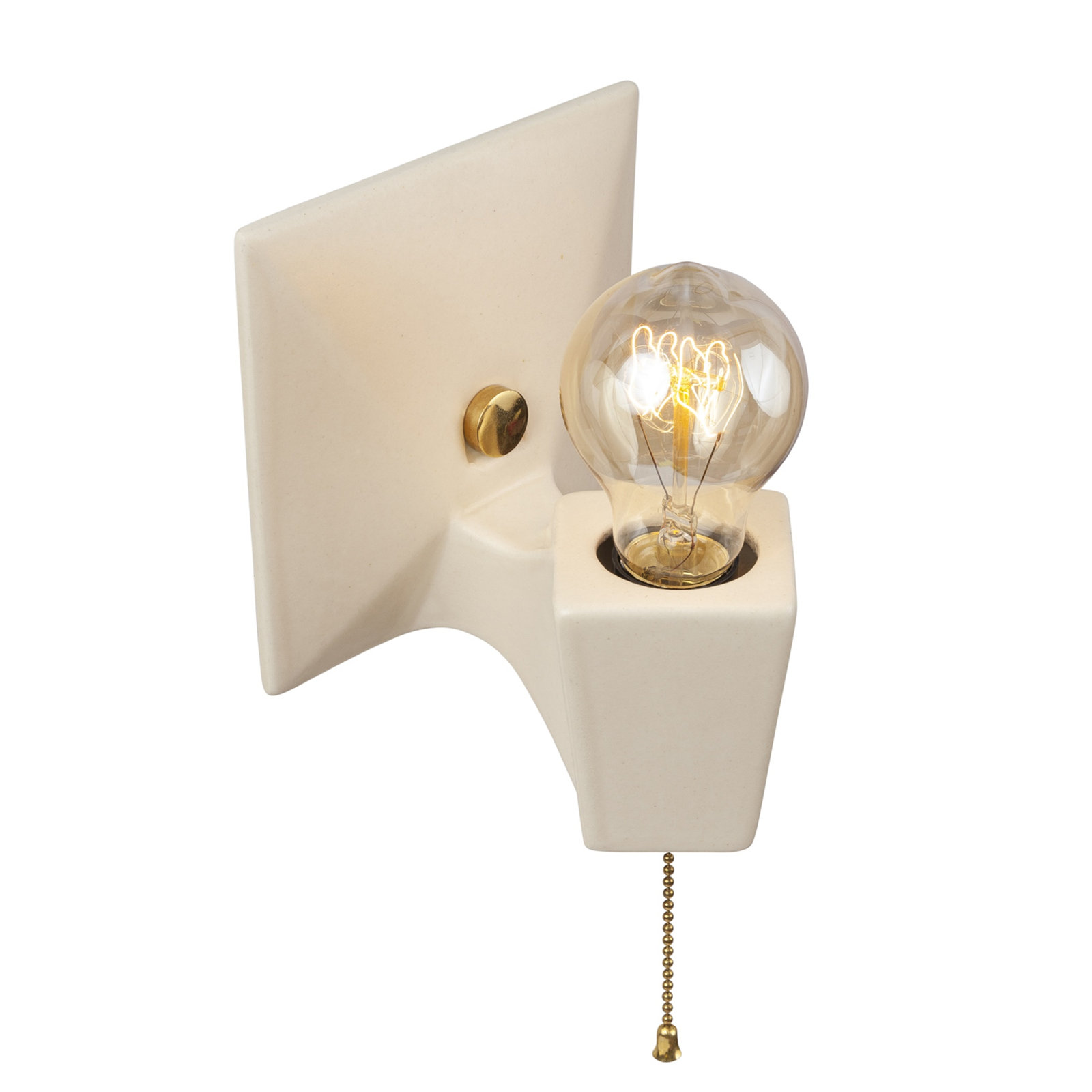 Single Light Dimmable Ceramic Armed Sconce, Matte White Brass, Polished Brass