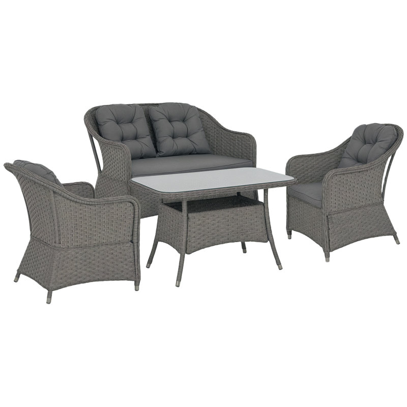 Wicker 4 - Person Garden Lounge Set with Cushions