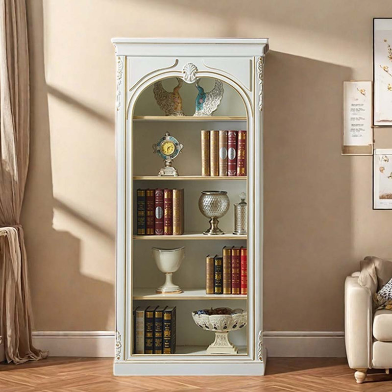 Classic solid wood bookcase display cabinet, White