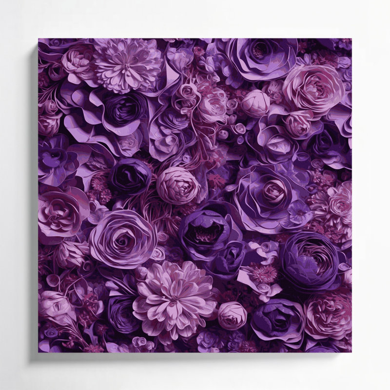 «Abstract Florals 78», art mural sur toile mauve, H 12 po x l 12 po