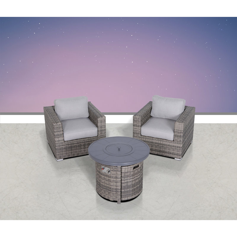 Biles 3-Piece Sectional Seating Group with Cushions, Mixed Gray