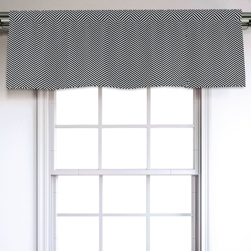 Sateen Geometric Ruffled Window Valance