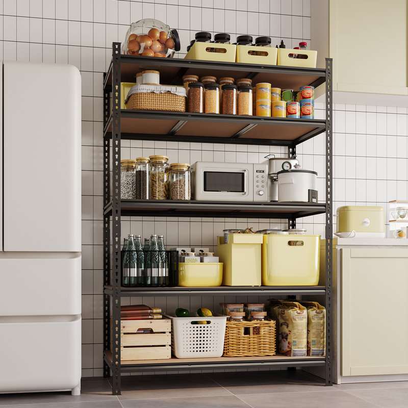 Étagère de rangement à 5 niveaux en métal, support réglable pour garde-manger de garage, 48 po x 24 po x 72 po, noir