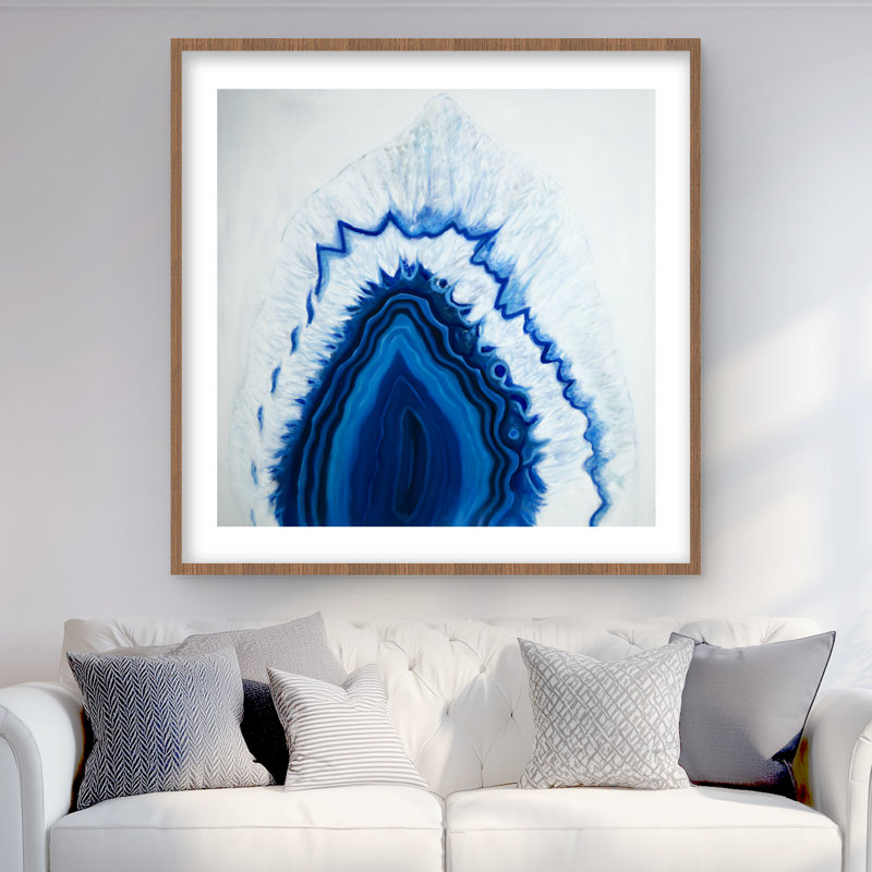 «Agate Geode Slice Print», décor encadré moderne bleu classique