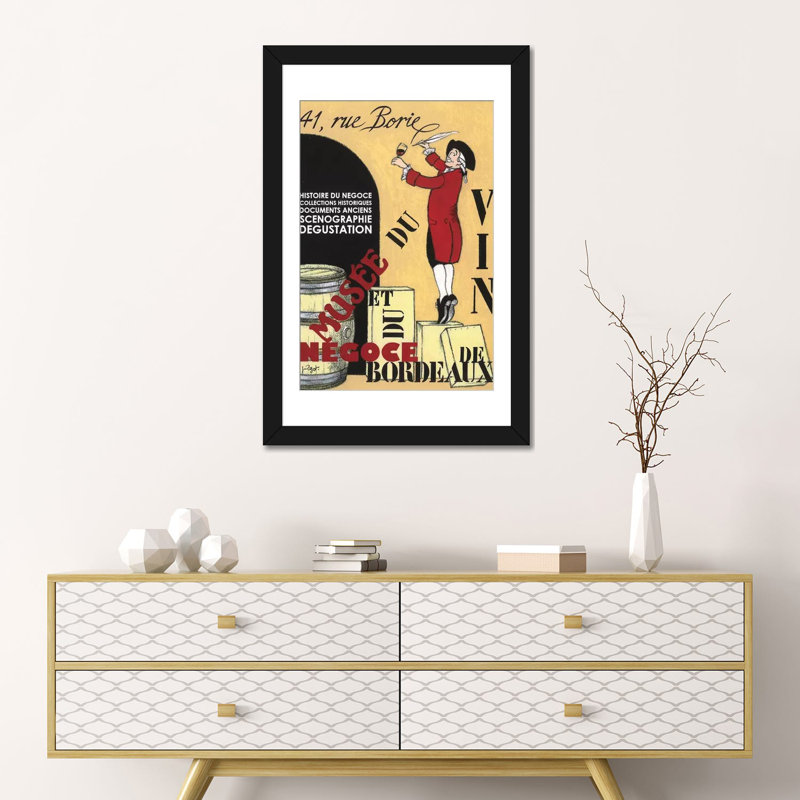 « ouverture day », affiche rétro sur toile, H 24 po x l 16 po x P 1 po, Papier d'art encadré noir, Blanc
