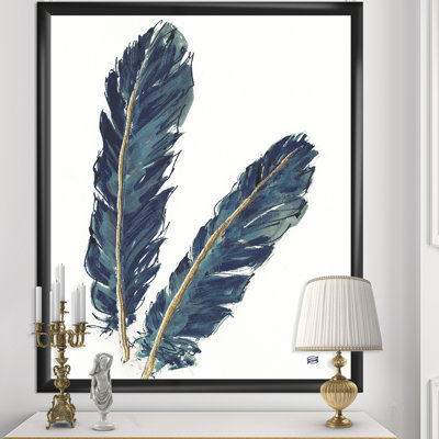 « gold indigo plumes iv »-cadre photo sur toile
