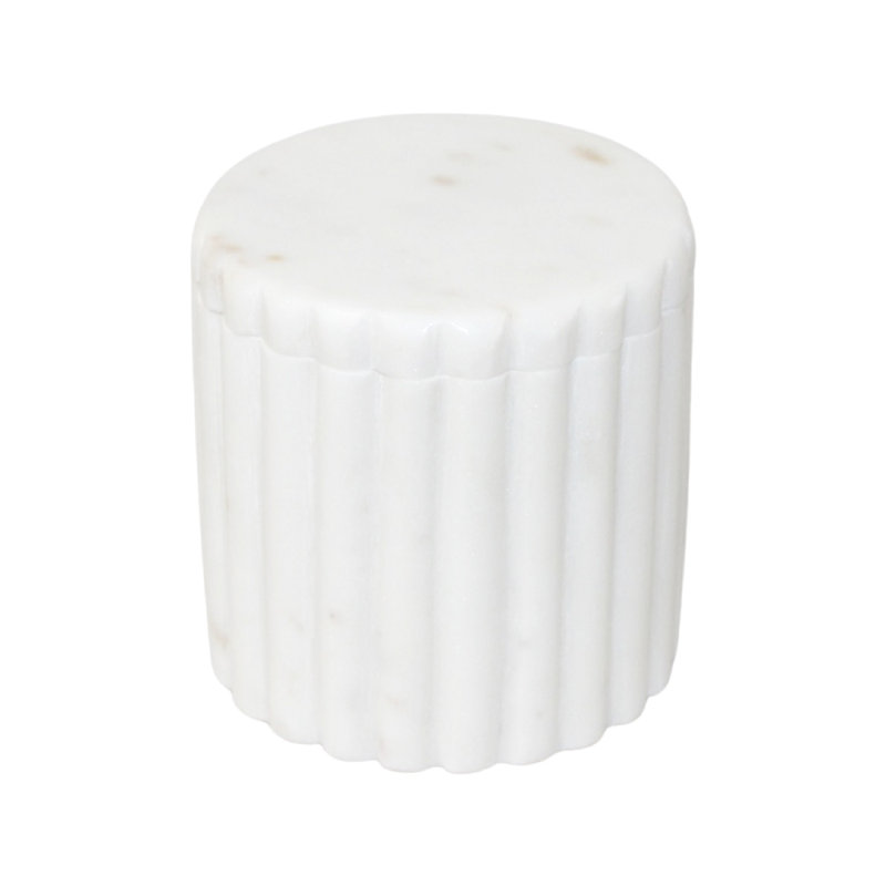 Pot de cuisine en marbre, H 4 po x l 4 po x P 4 po, Blanc