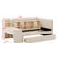 Lit de jour rembourré avec tiroirs, tablettes, armoires rabattables et table d'appoint-1183872081