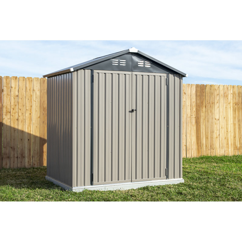 6 ft. x 4 ft. Tan and Brown Metal Storage Shed