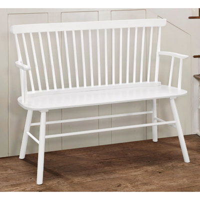Vintage Chair In White With Spindle Back And Arm Rest, For Living Room Strong Wood