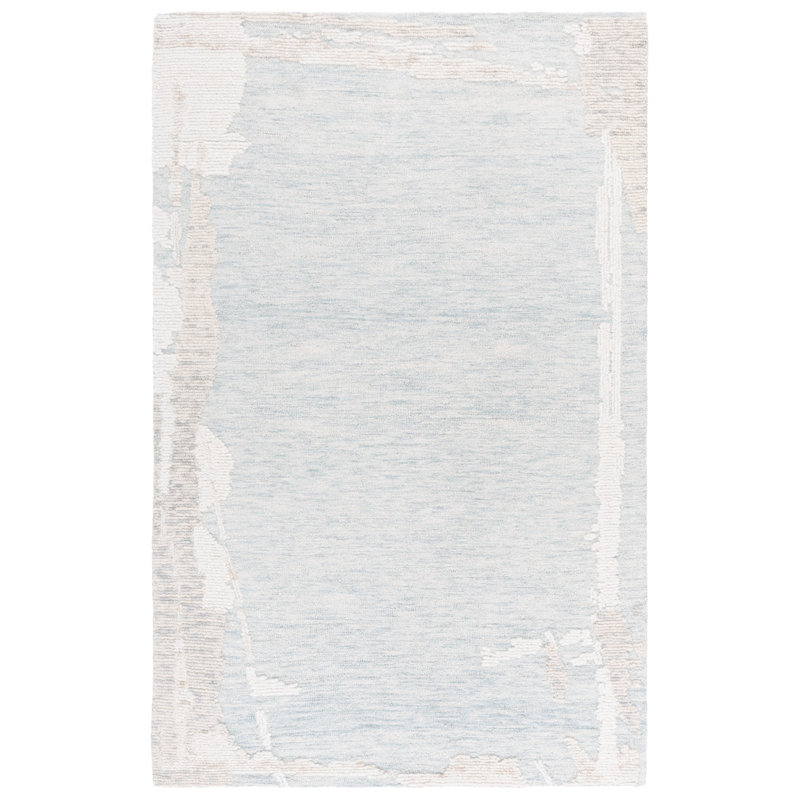 Harvest 304 Hand Tufted Wool; Cotton Abstract Rug in Light Blue/Ivory, Rectangle 4' x 6'