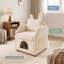 Fauteuil lit d'appoint en velours avec dossier pour oreilles de lapin, casier pour animal de compagnie et poche latérale-1161798587