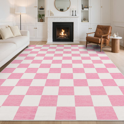 9x12 Extra Large Plaid Washable Area Rug - Low Pile, Stain-Resistant, Non-Slip TPR Backing for Living Room, Bedroom & Office