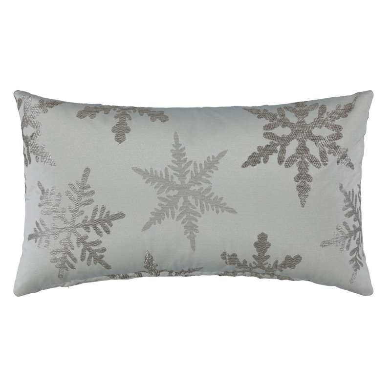 Housse de coussin rectangulaire Snowflake Jacquard, Argent