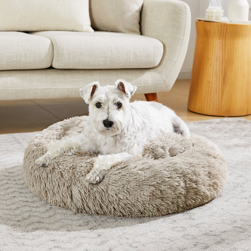 Lit douillet en fausse fourrure, 30" H x 30" W x 8" D, Camel