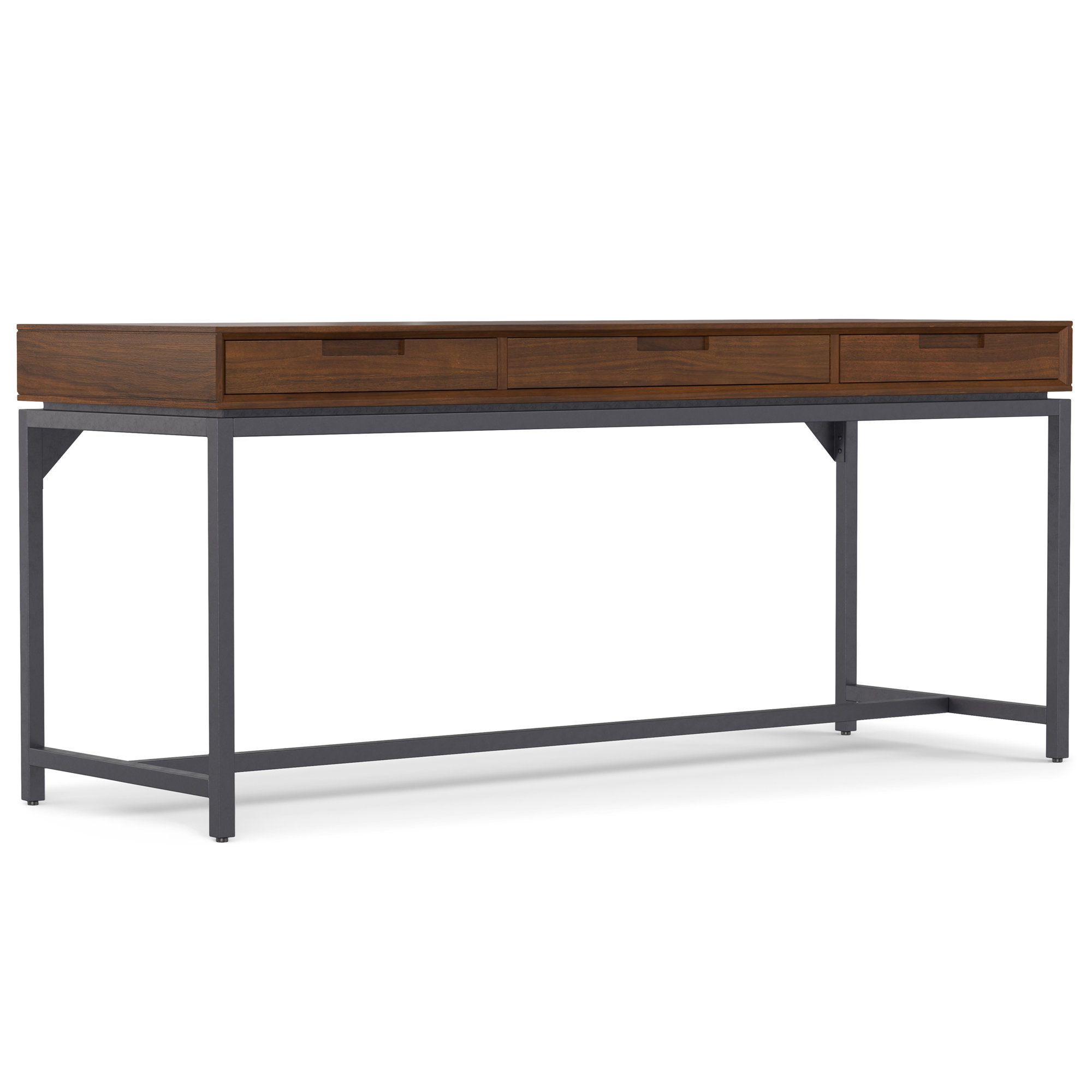 Lars Mid Century Desk, Walnut/Black, 31.50" H x 72" W x 24" D