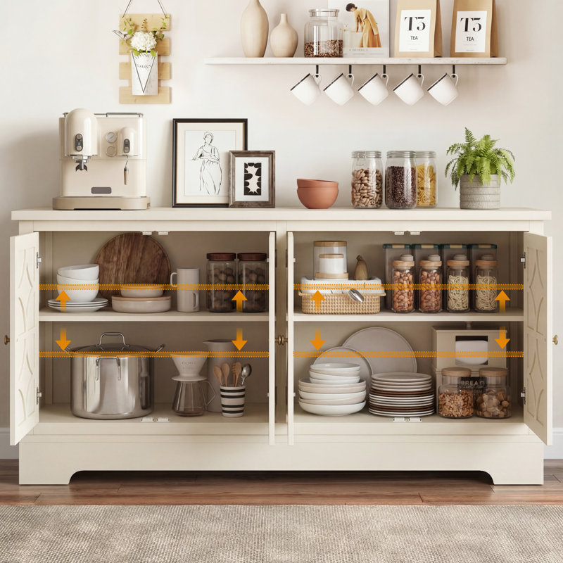 Sideboard Cabinet With 4 Doors, Beige