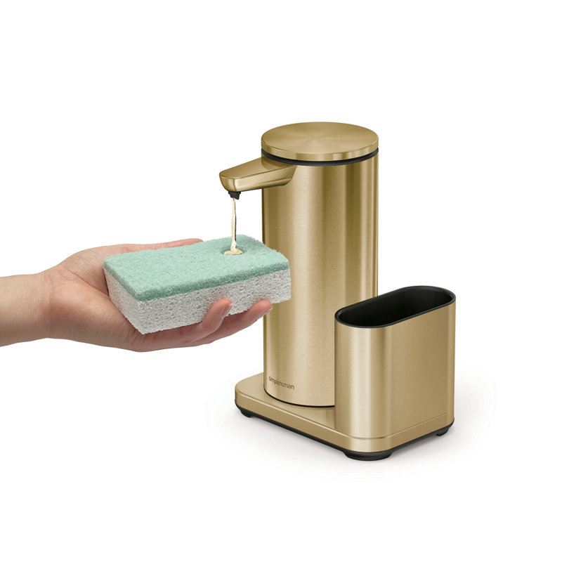 14 oz. liquid sensor pump with caddy, high-grade steel, Brass