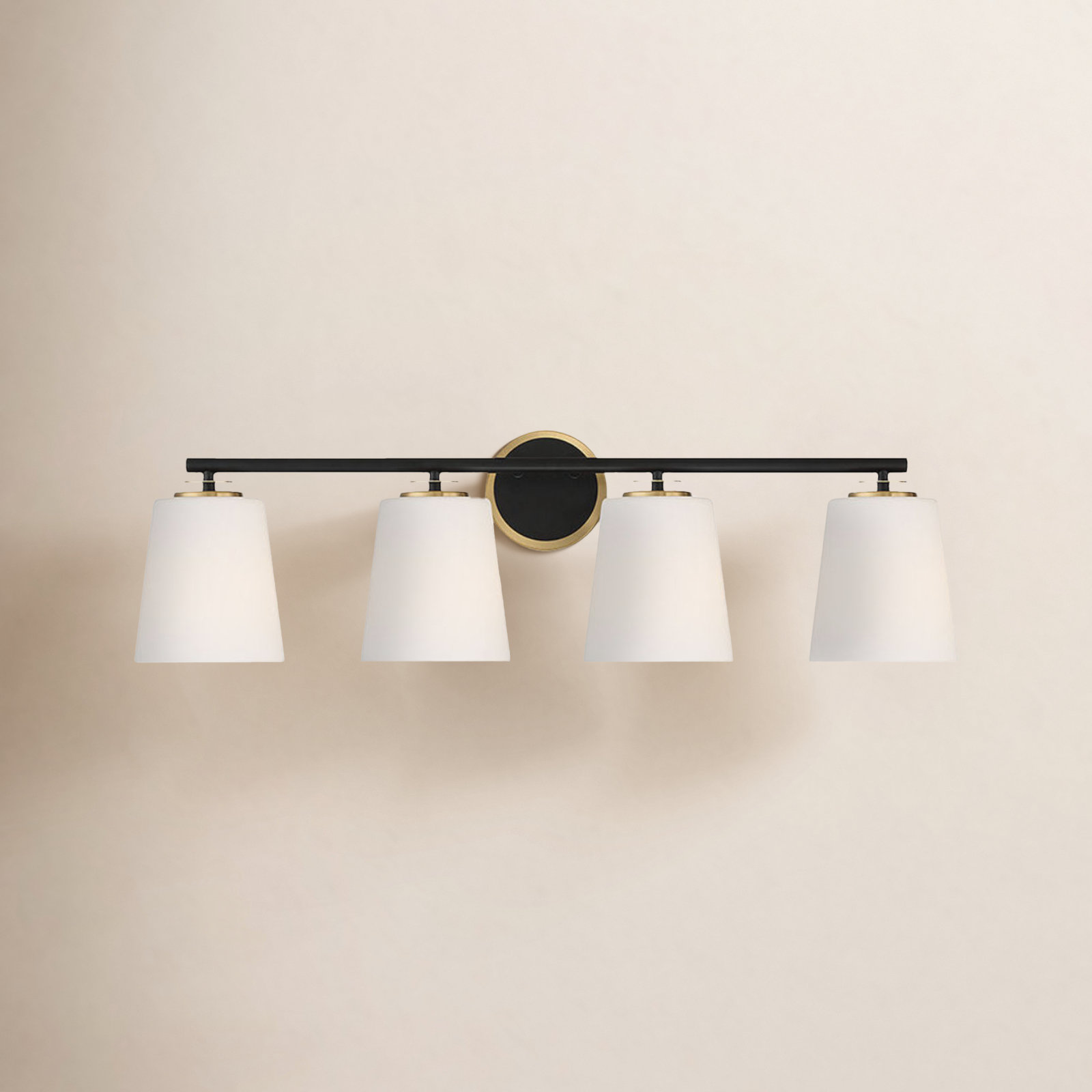 Argan 4-Light Bathroom Vanity Light In Matte Black And Natural Brass