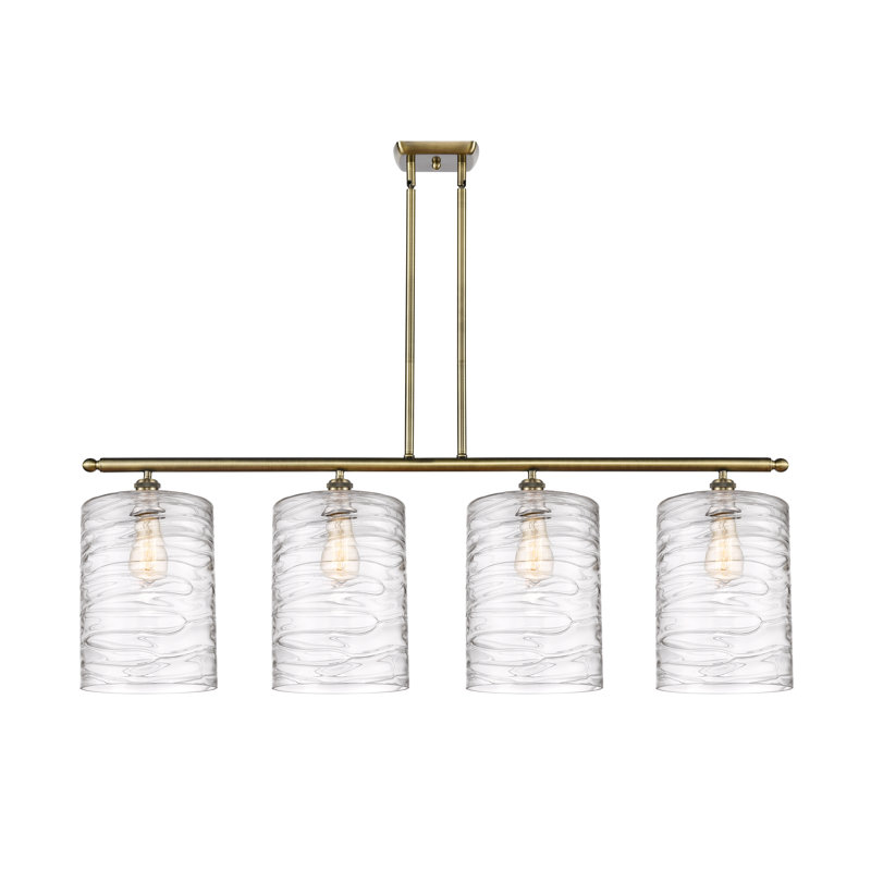 Luminaire suspendu tambour 4 lumières Dublin, Laiton antique, Tourbillon déco