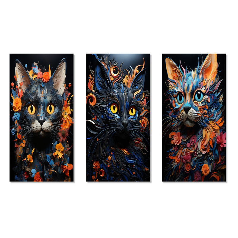 «Pixiebob» réfléchissant à un collage de chats, H 28 po x l 36 po, Toile tendue