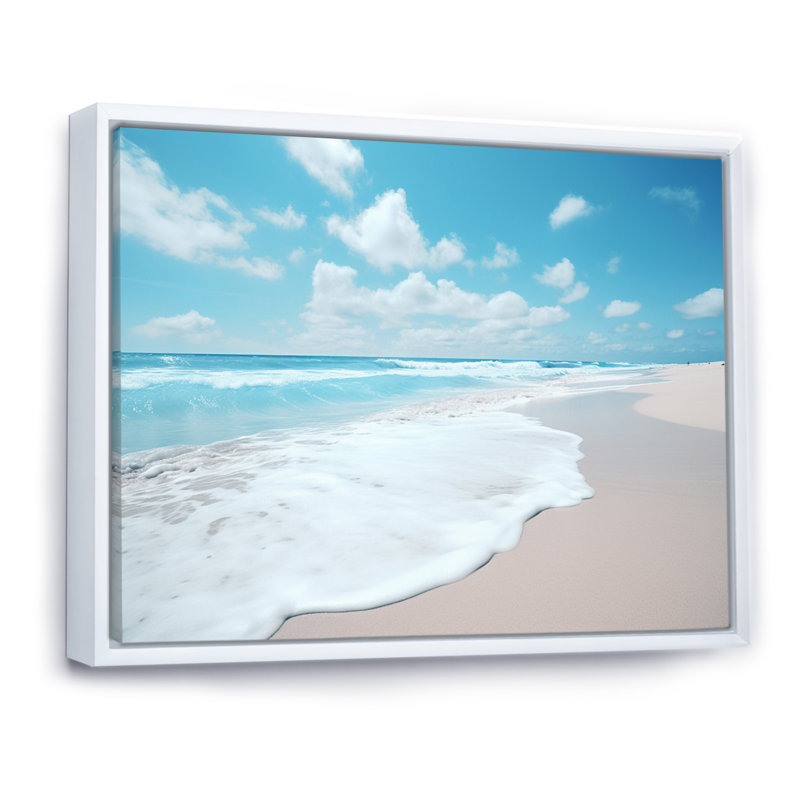 «Alve Beach Minimalisme Landscape I», reproduction sur toile, 12" H x 20" W, Cadre flottant blanc