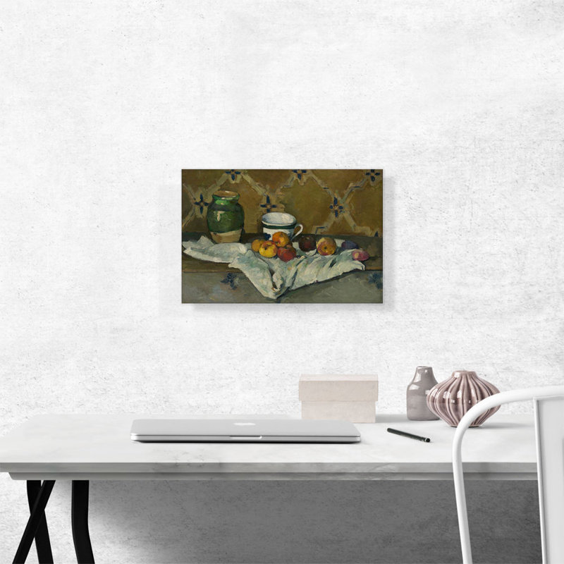 Nature morte avec pot, tasse et pommes, 1887 - impression, H 12 po x l 18 po x P 0,75 po