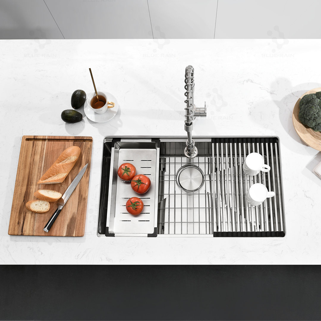 Attop 30'' L X 19'' W Single Bowl Stainless Steel Undermount Kitchen Sink With Faucet ATTOP