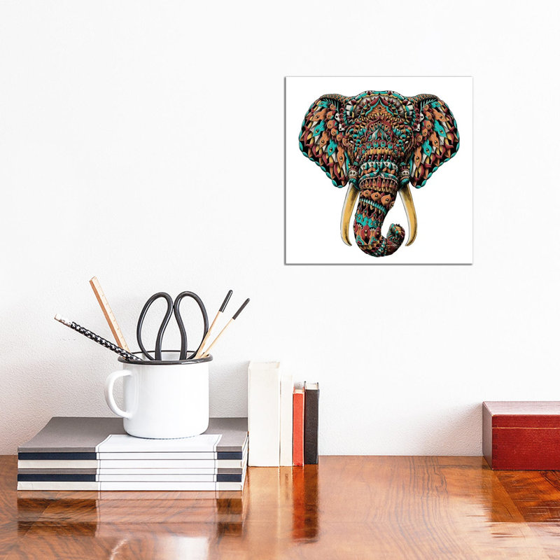 Ornate Elephant Head In Color II by Bioworkz - Wrapped Canvas Print
