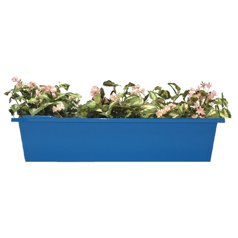 Enameled Galvanized Steel Indoor/Outdoor Rectangle Window Box Planter,  Set Of Two., 7" H x 23.5" W x 7" D, Blue