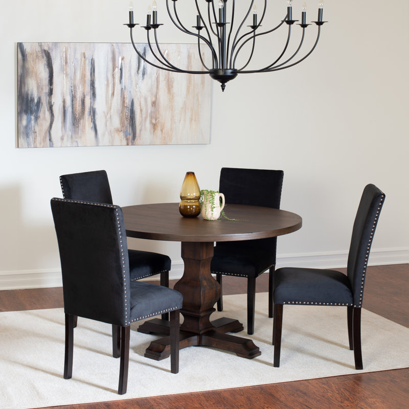 4 - Person Pedestal Dining Set, Black